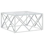 Vidaxl table basse 80x80x40 cm acier inoxydable et verre