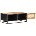Vidaxl table basse 90x50x35cm bois de manguier brut et canne naturelle Vidaxl table basse 90x50x35cm bois de manguier brut et canne naturelle