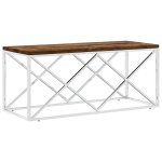 Vidaxl table basse acier inoxydable et bois massif de r�cup�ration