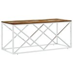 Vidaxl table basse acier inoxydable et bois massif de récupération Vidaxl table basse acier inoxydable et bois massif de récupération