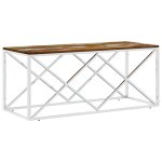 Vidaxl table basse acier inoxydable et bois massif de r�cup�ration