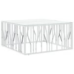 Vidaxl table basse argent 100x100x50 cm acier inoxydable et verre
