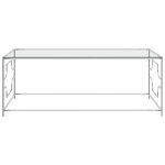 Vidaxl table basse argent 120x60x45 cm acier inoxydable et verre
