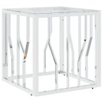 Vidaxl table basse argent� 50x50x50 cm acier inoxydable et verre