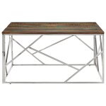 Vidaxl table basse argent acier inoxydable / bois massif rcupration