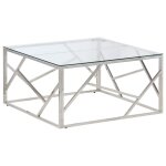 Vidaxl table basse argent� acier inoxydable et verre tremp�