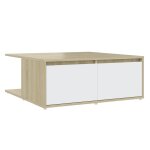 Vidaxl table basse blanc et ch�ne sonoma 80x80x31 cm bois d'ing�nierie