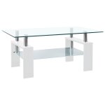 Vidaxl table basse blanc et transparent 95x55x40 cm verre tremp�