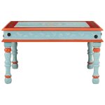 Vidaxl table basse bleu bois de manguier massif peint � la main