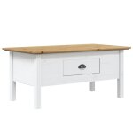 Vidaxl table basse bodo blanc et marron 100x55x46cm bois de pin massif