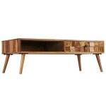 Vidaxl table basse bois massif avec finition miel 110x50x37 cm