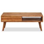 Vidaxl table basse bois massif avec tiroir sculpt 100x50x40 cm