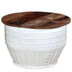 Vidaxl table basse bois de récupération massif blanc forme de baril Vidaxl table basse bois de récupération massif blanc forme de baril