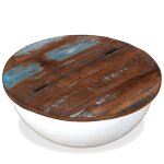 Vidaxl table basse bois de rcupration massif blanc forme de bol