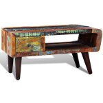 Vidaxl table basse avec bord incurv et 1 tiroir bois de rcupration
