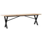 Vidaxl table basse cadre en x 160x40x45, 5 cm bois de pin massif acier