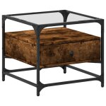 Vidaxl table basse avec dessus en verre ch�ne fum� 50x50x45 cm acier