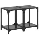 Vidaxl tables basses avec dessus en verre noir 2 pcs 30x30x40 cm acier