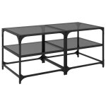 Vidaxl tables basses avec dessus en verre noir 2 pcs 50x50x45 cm acier