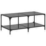 Vidaxl table basse avec dessus en verre noir 98, 5x50x40 cm acier
