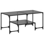 Vidaxl table basse avec dessus en verre noir 98, 5x50x45 cm acier