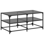 Vidaxl table basse avec dessus en verre noir 98, 5x50x45 cm acier