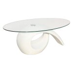 Vidaxl table basse avec dessus de table en verre ovale blanc brillant