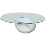 Vidaxl table basse avec dessus de table en verre ovale blanc brillant