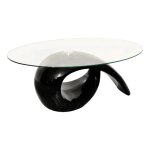 Vidaxl table basse avec dessus de table en verre ovale noir brillant
