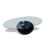Vidaxl table basse avec dessus de table en verre ovale noir brillant
