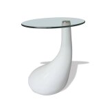 Vidaxl table basse avec dessus de table en verre rond blanc brillant