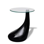 Vidaxl table basse avec dessus de table en verre rond noir brillant