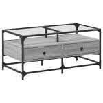 Vidaxl table basse avec dessus en verre sonoma gris 98, 5x50x45cm acier