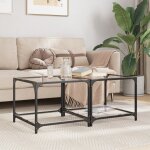 Vidaxl tables basses avec dessus en verre transparent 2 pcs acier