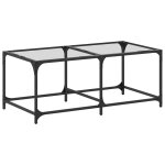 Vidaxl table basse avec dessus en verre transparent 98, 5x50x40cm acier