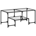 Vidaxl table basse avec dessus en verre transparent 98, 5x50x45cm acier