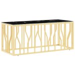 Vidaxl table basse dor 110x45x45 cm acier inoxydable et verre
