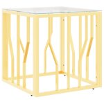 Vidaxl table basse dor 50x50x50 cm acier inoxydable et verre
