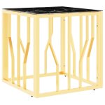 Vidaxl table basse dor 50x50x50 cm acier inoxydable et verre