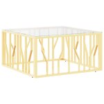 Vidaxl table basse dor 80x80x40 cm acier inoxydable et verre