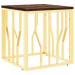 Vidaxl table basse dor acier inoxydable et bois massif rcupration
