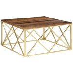 Vidaxl table basse doré acier inoxydable et bois de mélèze massif Vidaxl table basse doré acier inoxydable et bois de mélèze massif