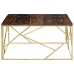 Vidaxl table basse doré acier inoxydable et bois de mélèze massif Vidaxl table basse doré acier inoxydable et bois de mélèze massif