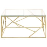 Vidaxl table basse dor acier inoxydable et verre tremp