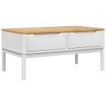 Vidaxl table basse floro blanc 99x55, 5x45 cm bois massif de pin