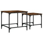 Vidaxl tables basses gigognes 2 pcs ch�ne fum� bois d'ing�nierie