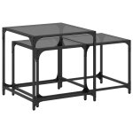 Vidaxl tables basses gigognes 2 pcs dessus en verre noir acier