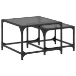 Vidaxl tables basses gigognes 2 pcs dessus en verre noir acier Vidaxl tables basses gigognes 2 pcs dessus en verre noir acier