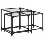 Vidaxl tables basses gigognes 2 pcs dessus en verre transparent acier