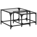 Vidaxl tables basses gigognes 2 pcs dessus en verre transparent acier